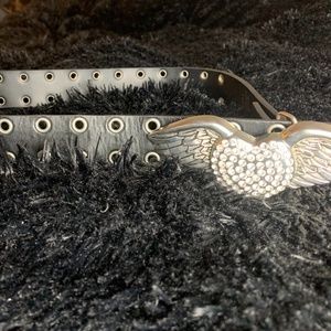 Black belt with big rhinestone pendant